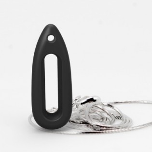 Кулон силиконовый для Xiaomi Mi Band Black + ожерелье silver